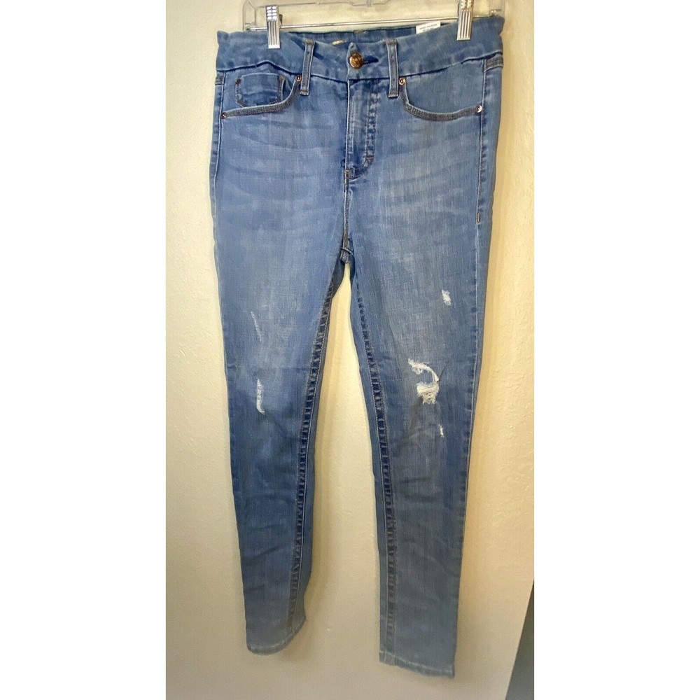 Seven7 Tummyless High Rise Skinny Jeans Womens 8 Blue Medium Wash Denim Zip Fly